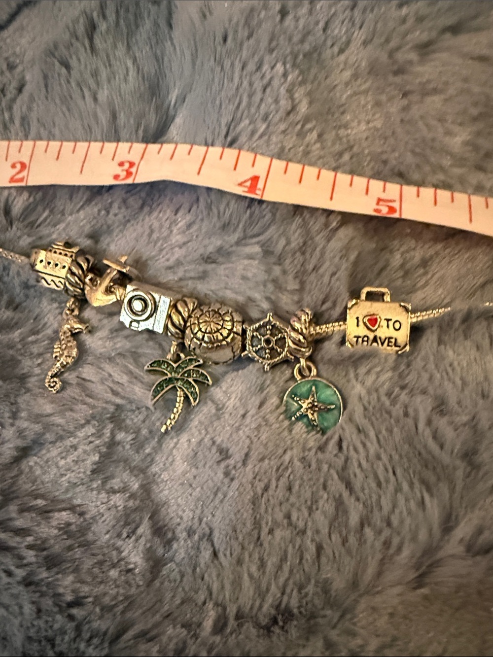 Gold-Tone Travel Charm Bracelet with Green Starfish Accent - Picture 3 of 5